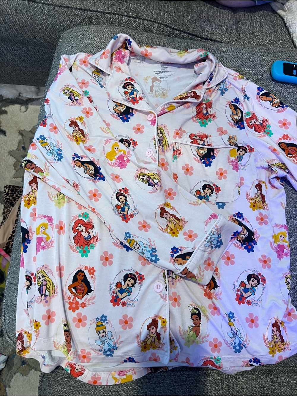 Disney Little Snuggies Bamboo Princess Button-Up Pajama Top and Bottoms